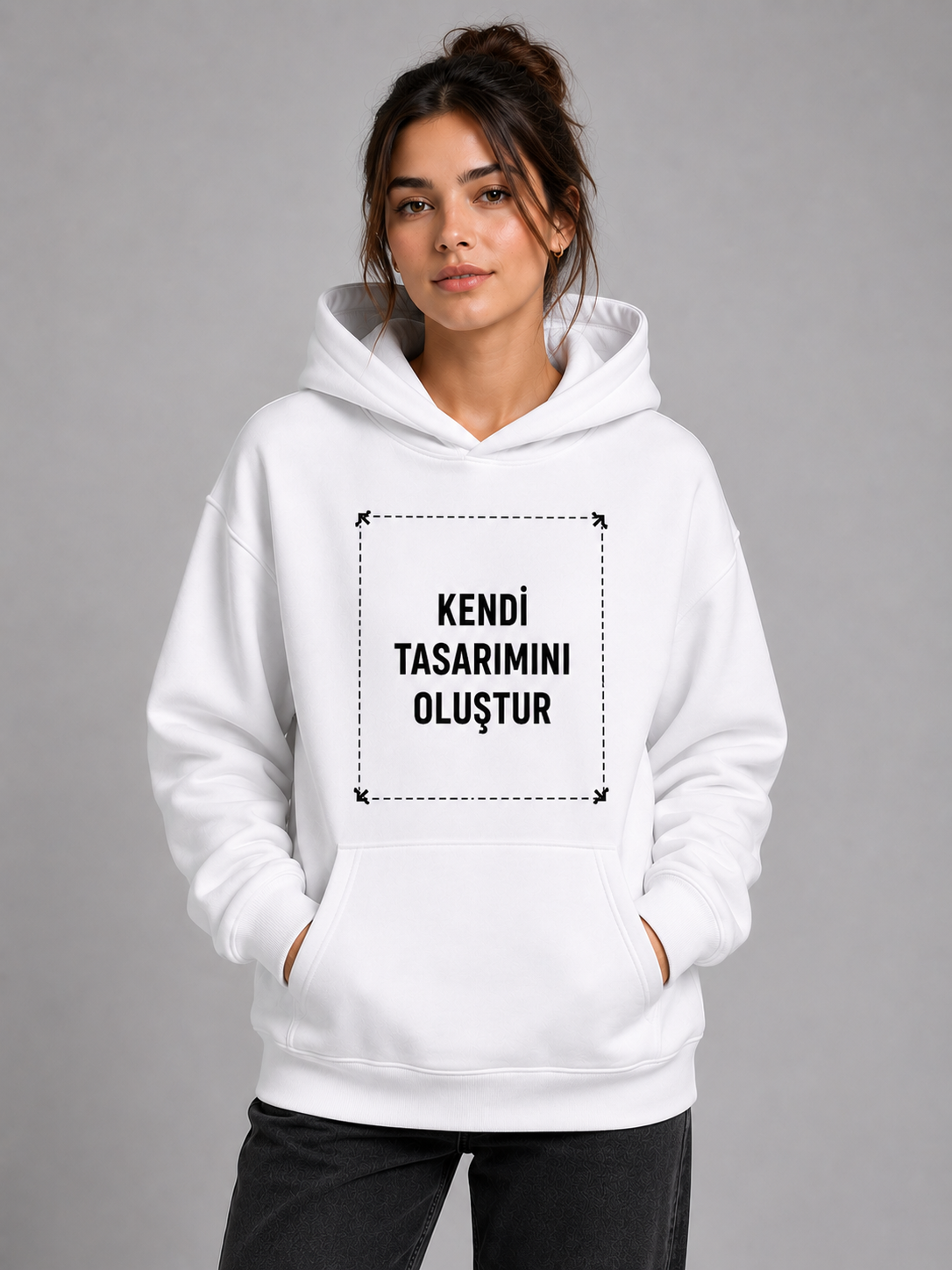 Unisex Oversize Şardonlu Penye Hoodie