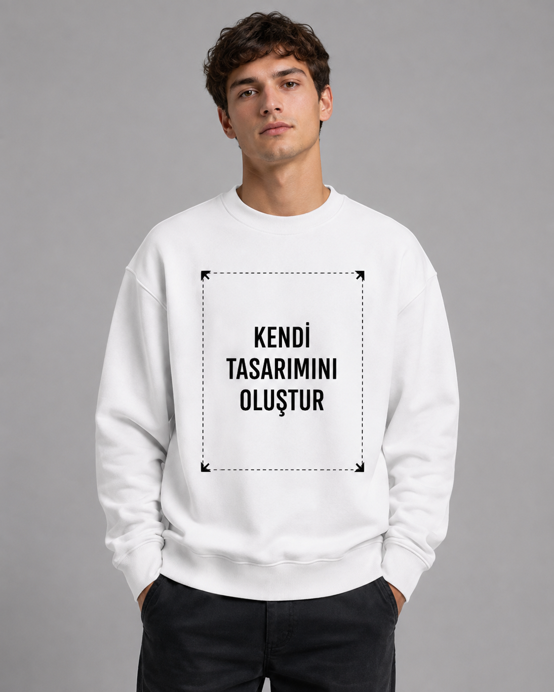 Unisex Oversize Şardonlu Penye Sweatshirt