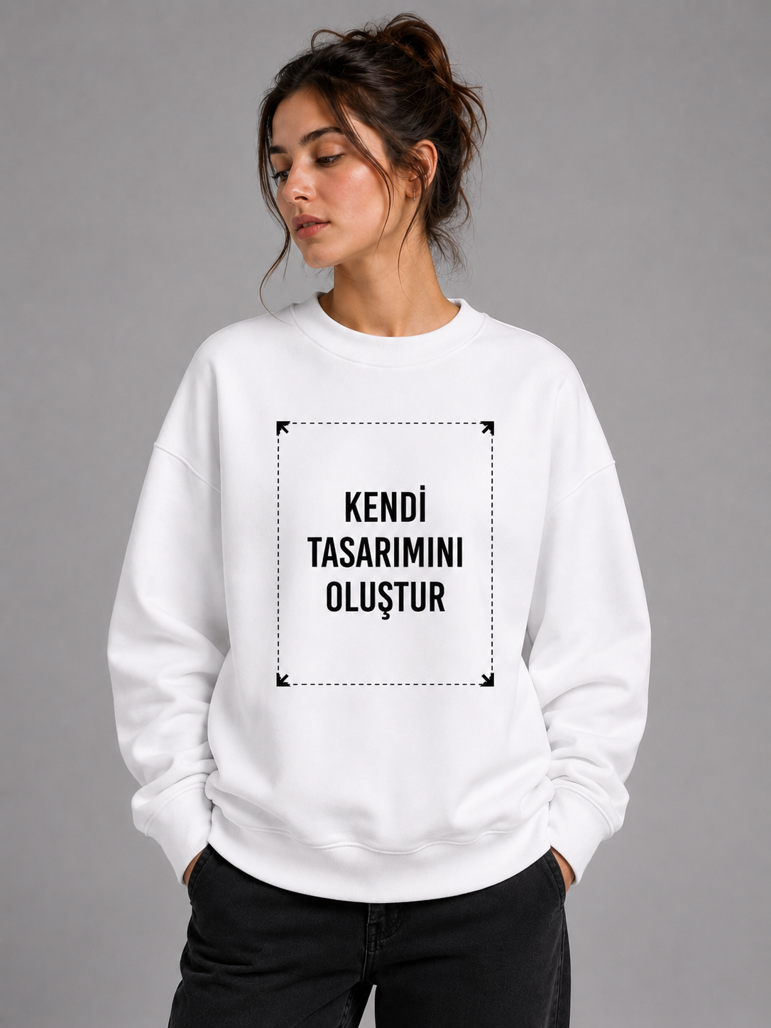 Unisex Oversize Şardonlu Penye Sweatshirt